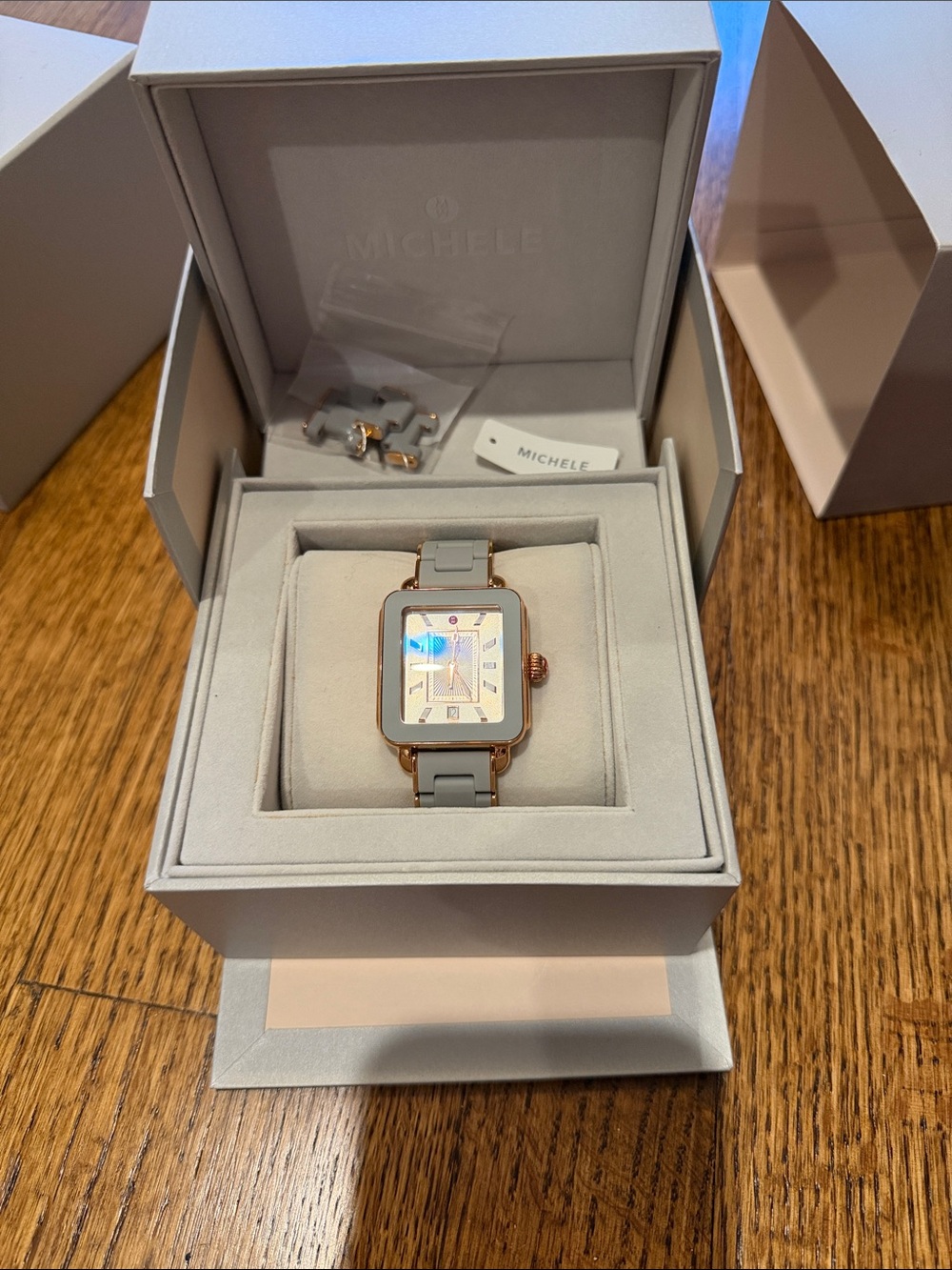 Michele Deco Sport Gray Ceramic Watch with Rose Gold